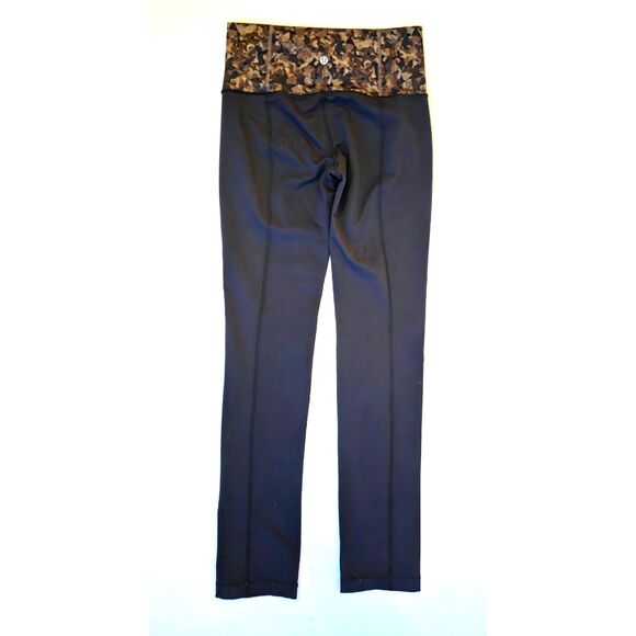 Lululemon Women’s Wunder Under Full Length Leggings Black Contrast Waist Size 6 - Picture 2 of 4